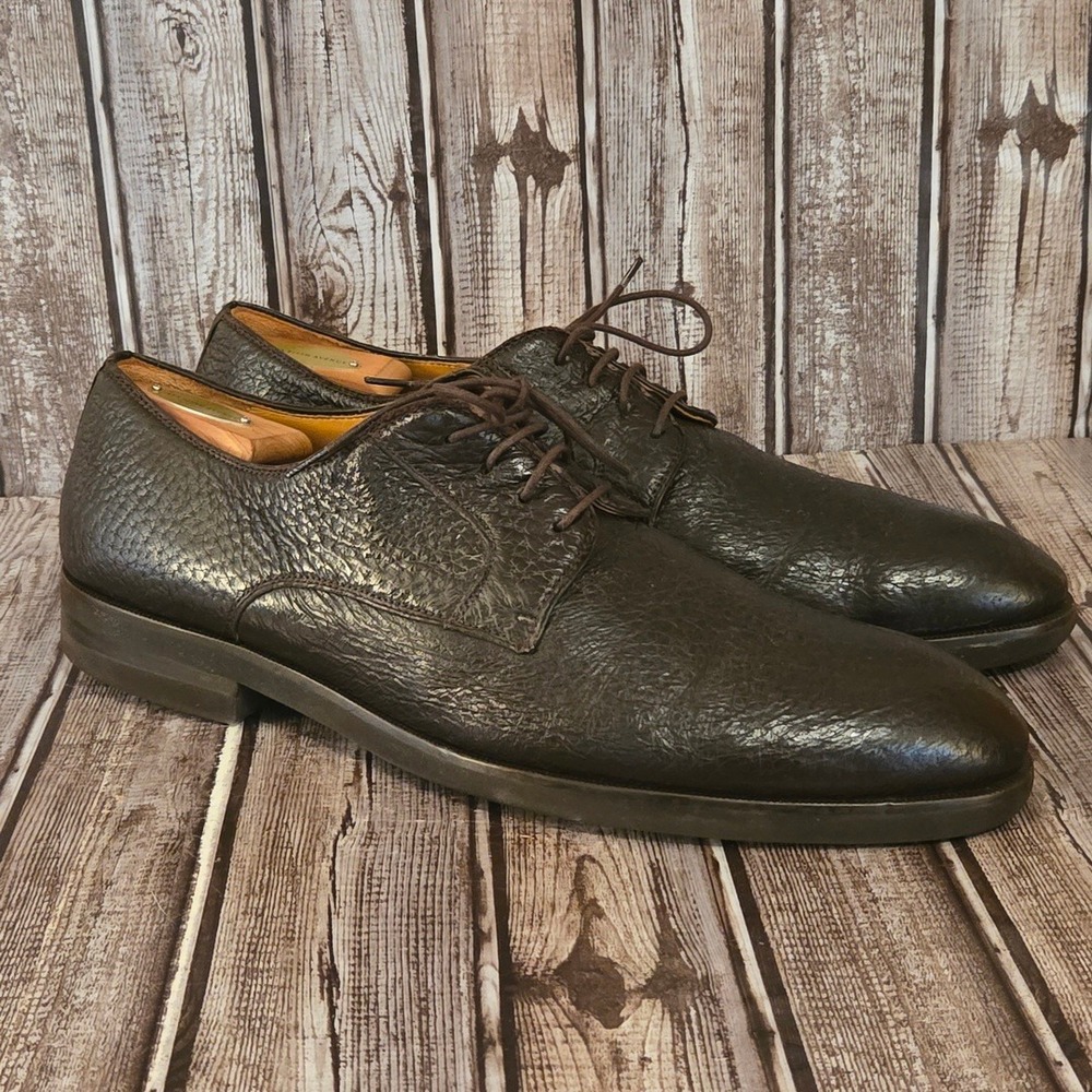 Sz 13 US Mens Magnanni Cusco Flex Brown Peccary Leather Derby Dress Shoes VGUC! - Picture 3 of 12